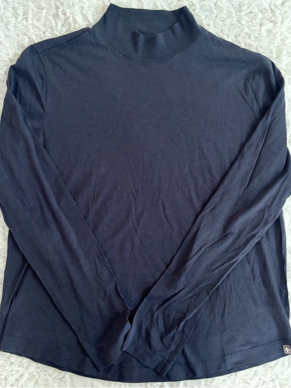 Figs Women's Long-Sleeve Mock Neck Top - Navy